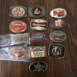 Budweiser Decorative Belt Buckle Set in Red, Gold, and Silver